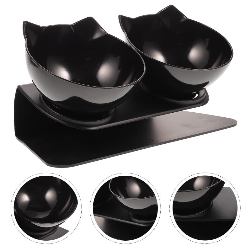 Elevated Pet Bowls Double Feeder Dish 15 Degree Raised Plastic Bowl For Dogs And Cats - Image 3