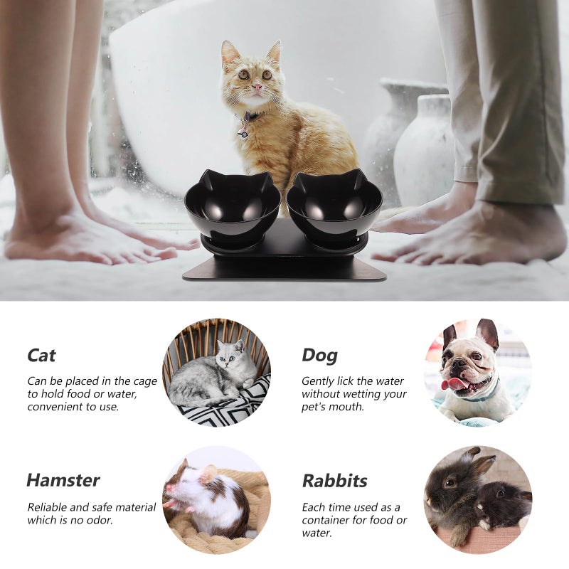 Elevated Pet Bowls Double Feeder Dish 15 Degree Raised Plastic Bowl For Dogs And Cats - Image 4