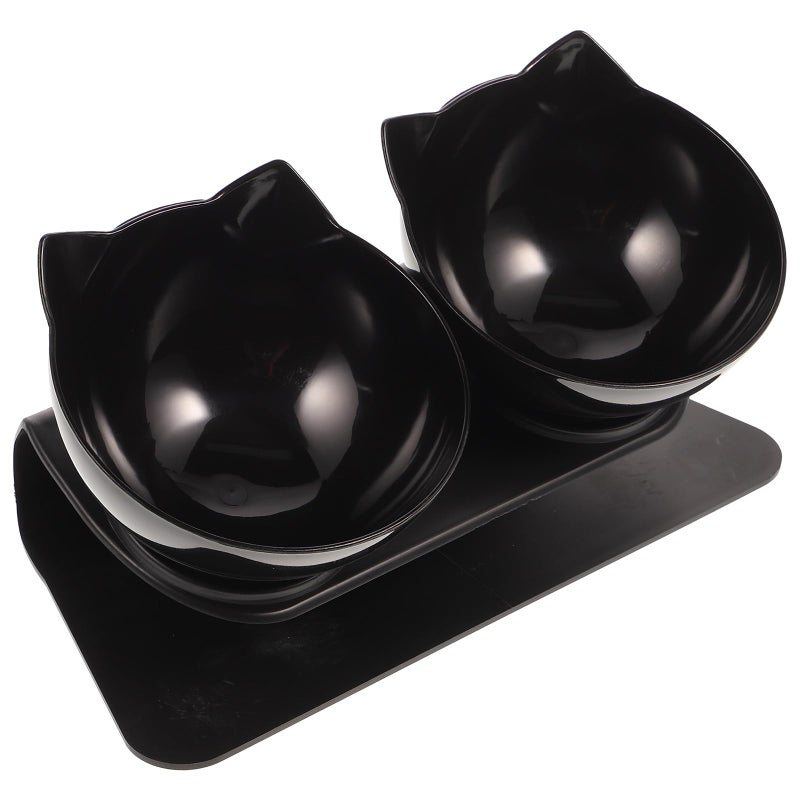 Elevated Pet Bowls Double Feeder Dish 15 Degree Raised Plastic Bowl For Dogs And Cats - Image 2