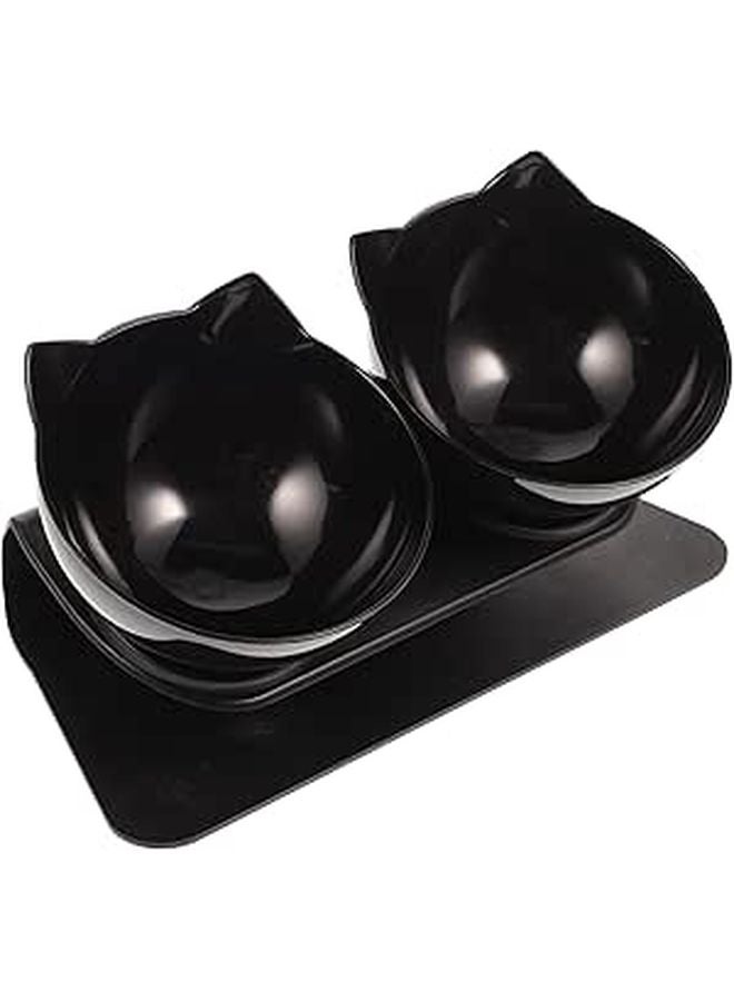 Elevated Pet Bowls Double Feeder Dish 15 Degree Raised Plastic Bowl For Dogs And Cats - Image 1