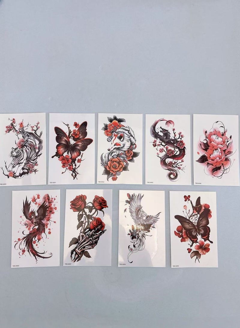 سنسيب الوشم المؤقت Synsyb ، مجموعة كبيرة من تصميمات الحيوانات والزهور المقاومة للماء ، نقل الفن الأسود والملون للرجال والنساء - Image 5