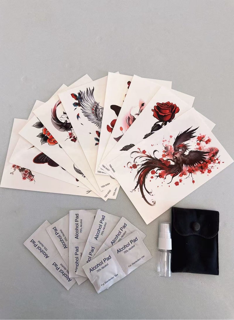 سنسيب الوشم المؤقت Synsyb ، مجموعة كبيرة من تصميمات الحيوانات والزهور المقاومة للماء ، نقل الفن الأسود والملون للرجال والنساء - Image 4