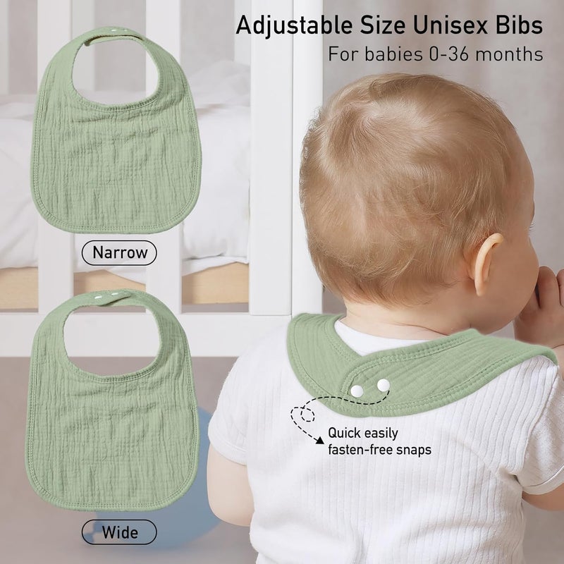 Muslin Drool Bibs for Boys Girls 6 Pack - Adjustable Baby Bibs for Drooling and Teething - Image 5