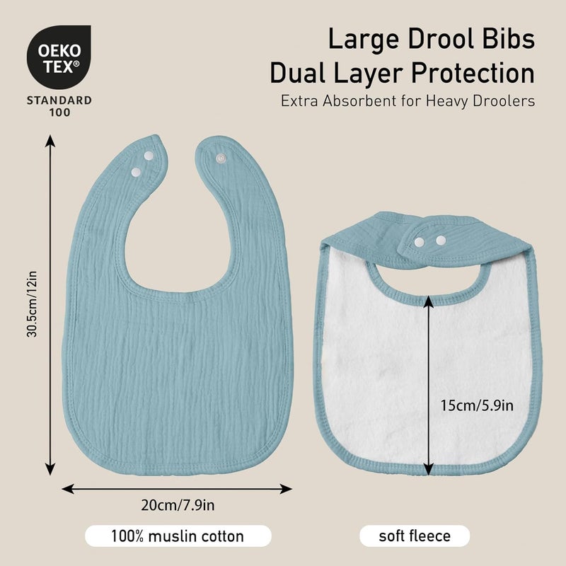 Muslin Drool Bibs for Boys Girls 6 Pack - Adjustable Baby Bibs for Drooling and Teething - Image 4
