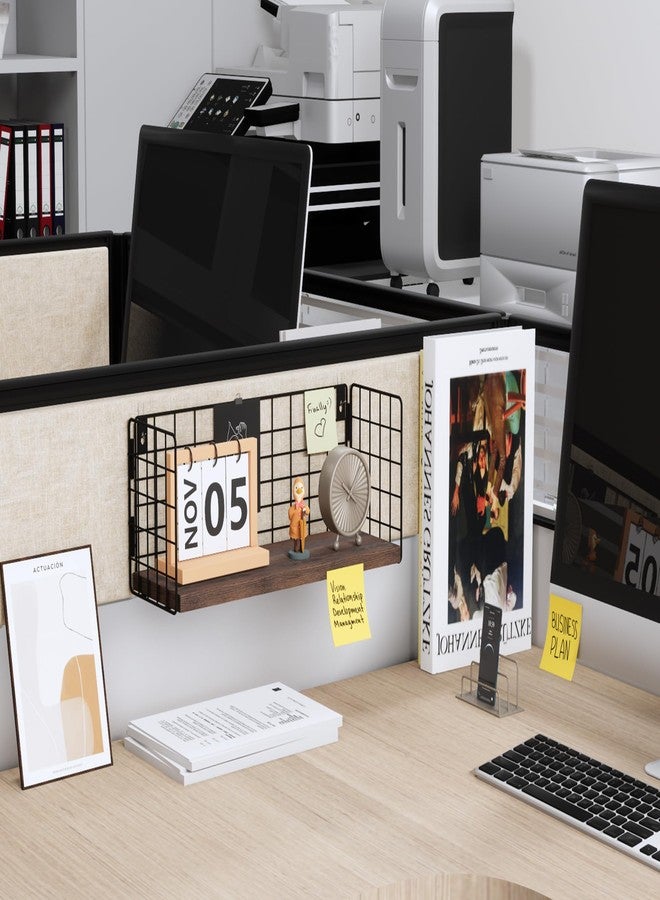 SoaShower Floating Cubicle Shelf with Hooks, Paulownia Wood Desktop Organizer for Office Cubicle Decor, Desk Shelf for Top of Desk & Cute Cubicle Accessories for Work - Image 4