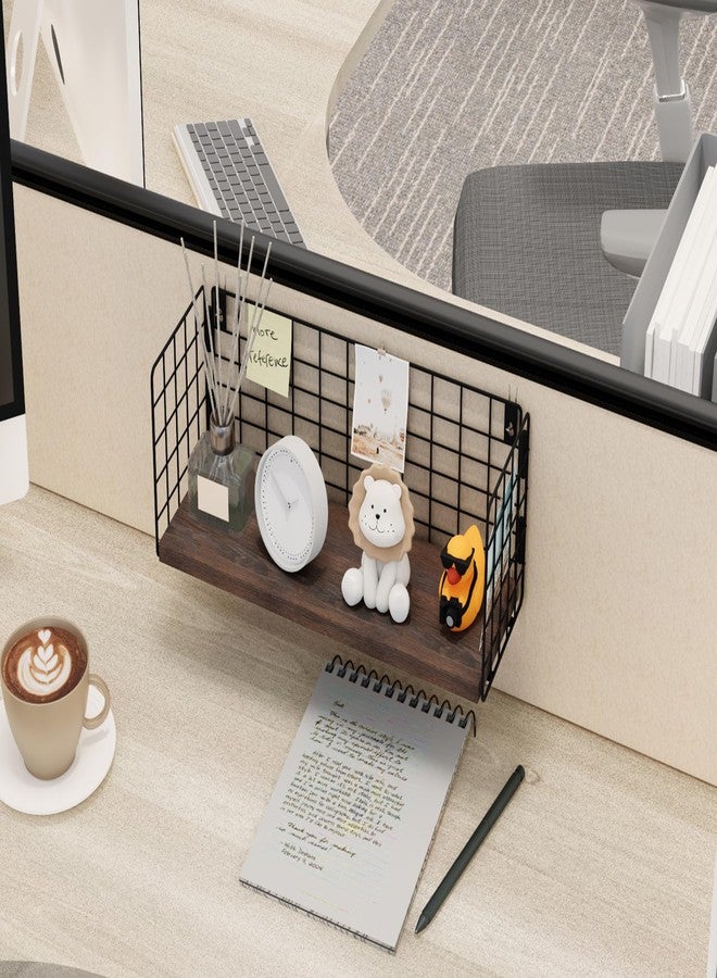 SoaShower Floating Cubicle Shelf with Hooks, Paulownia Wood Desktop Organizer for Office Cubicle Decor, Desk Shelf for Top of Desk & Cute Cubicle Accessories for Work - Image 2
