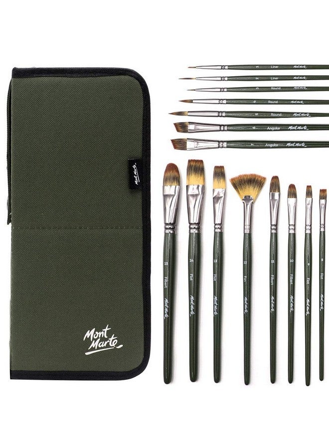 Mont Marte Mont Marte Signature Brush Set with Wallet, 17 Piece, Suitable for Oil, Acrylic, Watercolor and Gouache Paint, Easel Wallet Included  - Image 2