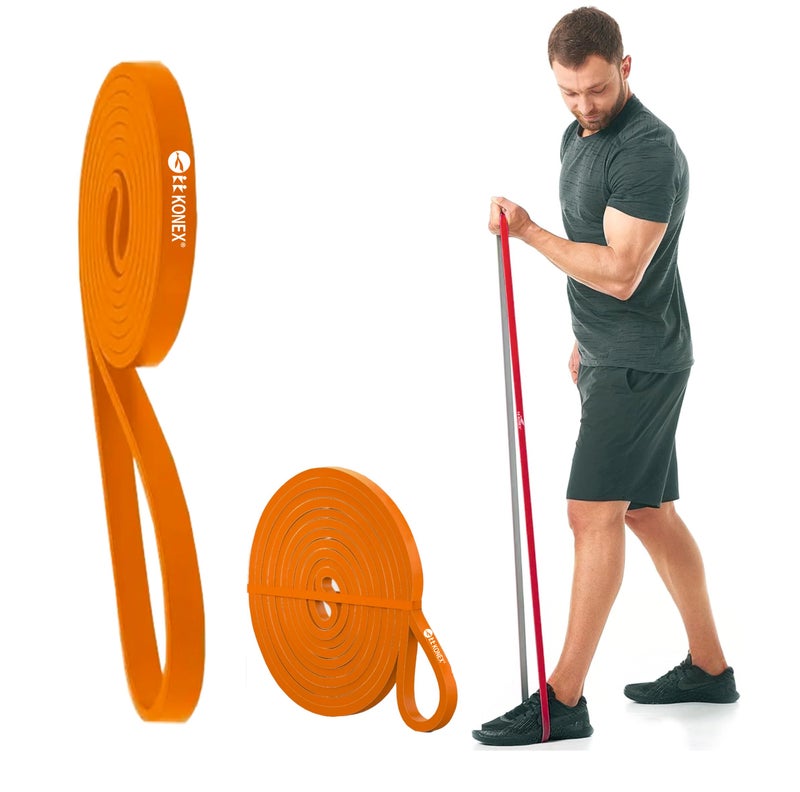 Konex Heavy Resistance Band for Men & Women | Durable Natural Latex Stretch Band (3–7 Kg) for Back & Full Body Workout | Ideal for Home, Gym, Fitness, Yoga, Stretching & Toning Exercises - Orange - Image 1