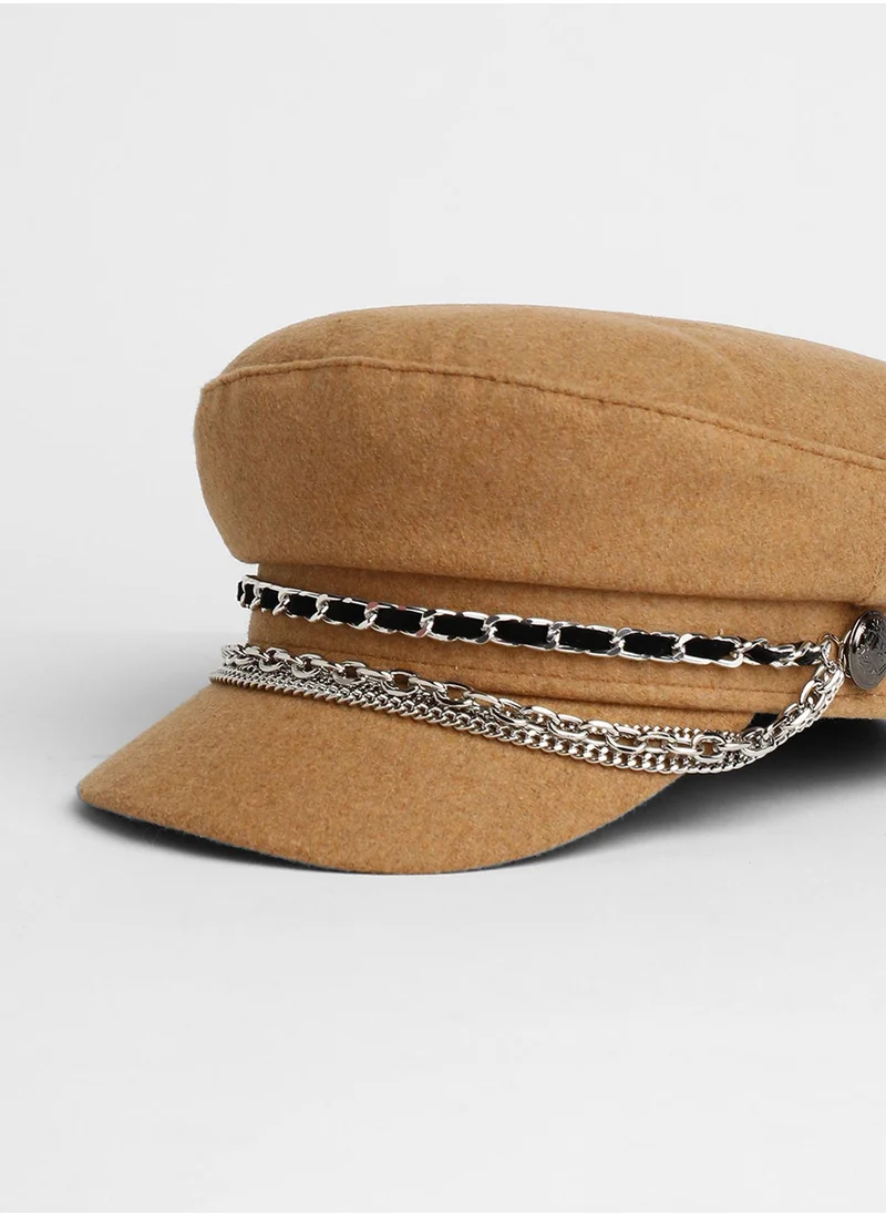 Haute Sauce Chain-Lined Bakerboy Cap - Camel Brown