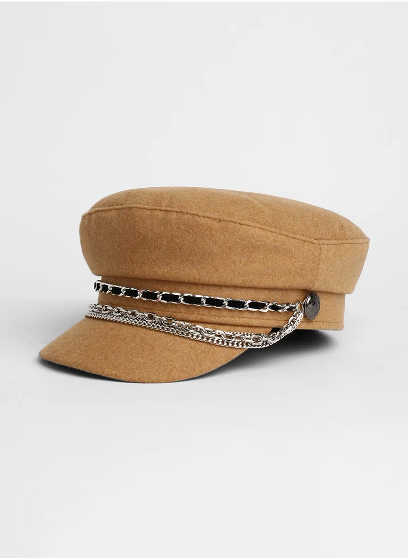 Haute Sauce Chain-Lined Bakerboy Cap - Camel Brown