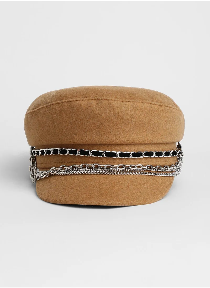 Haute Sauce Chain-Lined Bakerboy Cap - Camel Brown
