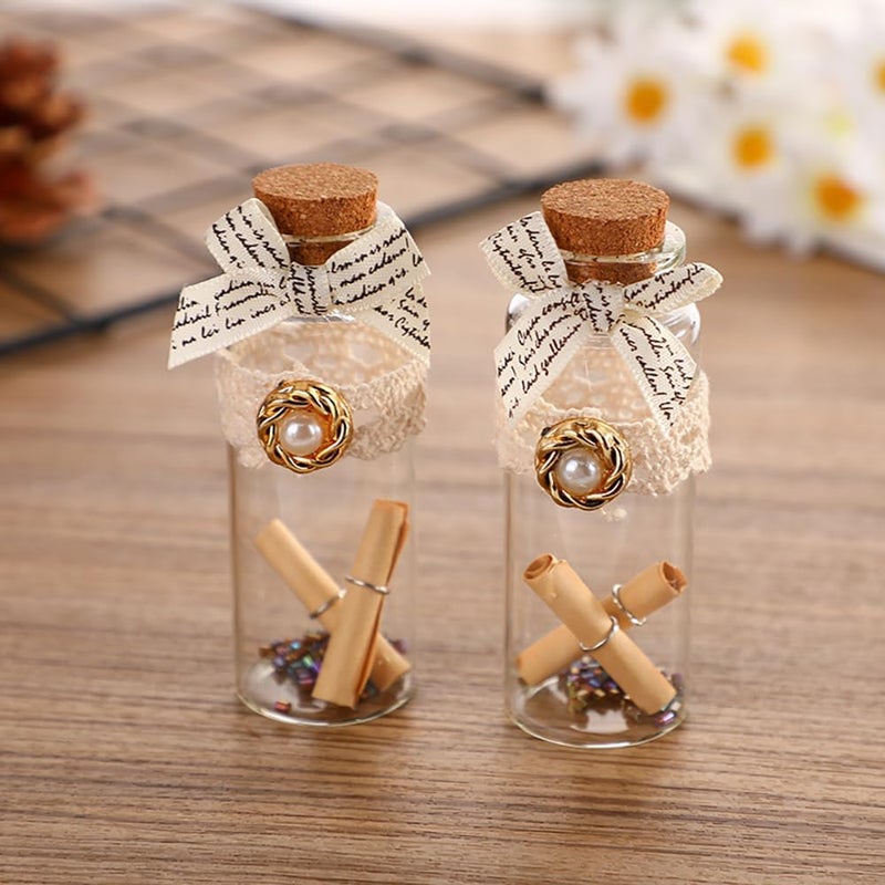 Danmu 12 Mini Glass Bottles, 40ml, 1.18" x 3.14", Wood Cork Stoppers, Vials, Jars for Wedding & Baby Shower Favors, DIY Craft - Image 3