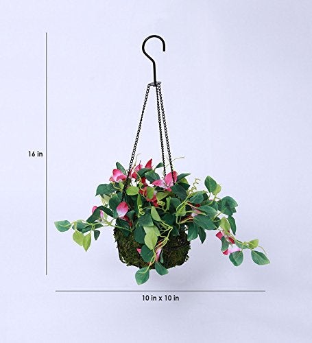 Fourwalls Decorative Polyester Artificial Bougainvillea Plant with Hanging Basket 40 cm Purple HANGING 23 CM BOUGAINVILLEA 1580PPL - Image 4