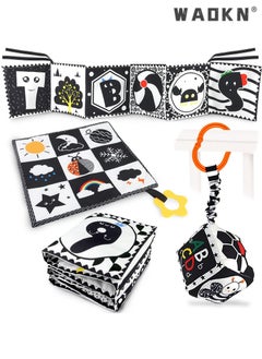 WAOKN Specially Designed 3-Piece Set of High Contrast Black and White Toys for Newborns, Based on Montessori Early Education Principles, Tummy Time Toys, Early Education Gifts for Babies Ages 0-9 Months  - Image 1