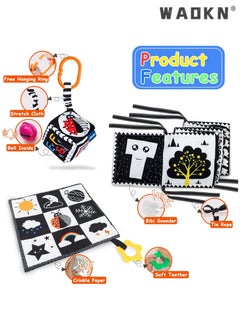 WAOKN Specially Designed 3-Piece Set of High Contrast Black and White Toys for Newborns, Based on Montessori Early Education Principles, Tummy Time Toys, Early Education Gifts for Babies Ages 0-9 Months  - Image 3