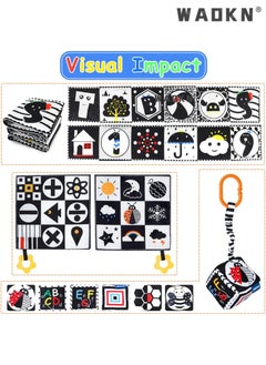 WAOKN Specially Designed 3-Piece Set of High Contrast Black and White Toys for Newborns, Based on Montessori Early Education Principles, Tummy Time Toys, Early Education Gifts for Babies Ages 0-9 Months  - Image 2