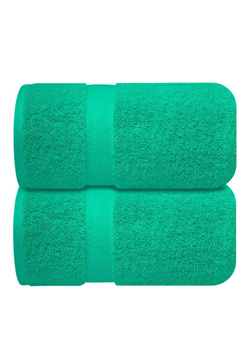 إنفينيتي اكسكلوسيفز Premium Green Bath Sheets – Pack of 2, 90cm x 180cm Large Bath Sheet Towel - 100% Cotton Ultra Soft and Absorbent Oversized Towels for Bathroom, Hotel & Spa Quality Towel by Infinitee Xclusives  - Image 1