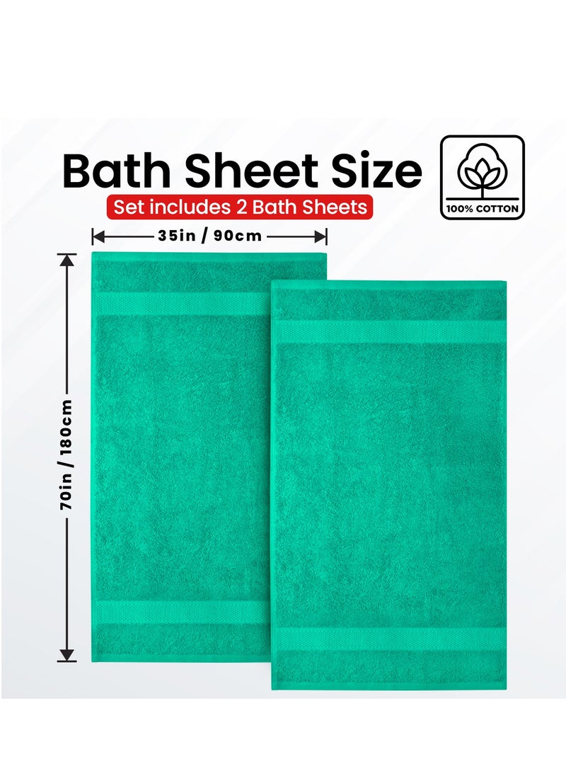 إنفينيتي اكسكلوسيفز Premium Green Bath Sheets – Pack of 2, 90cm x 180cm Large Bath Sheet Towel - 100% Cotton Ultra Soft and Absorbent Oversized Towels for Bathroom, Hotel & Spa Quality Towel by Infinitee Xclusives  - Image 3