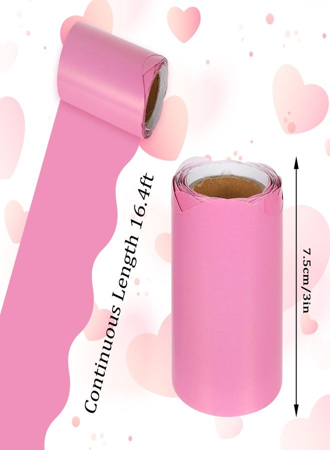 Whaline 65.6ft Valentine's Day Bulletin Board Borders 4 Rolls Pink Series Die-Cut Bulletin Board Strips Colorful Rolled Trim Stickers for School Classroom Office Chalkboard Decoration - Image 2