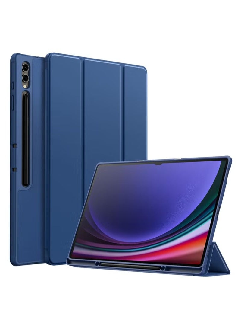 UMIXPRO Samsung Galaxy Tab S10 Ultra 14.6 Inch with S Pen Holder Soft TPU Tri Fold Stand Protective Tablet Cover Support S Pen Charging Auto Wake/Sleep Blue - Image 1
