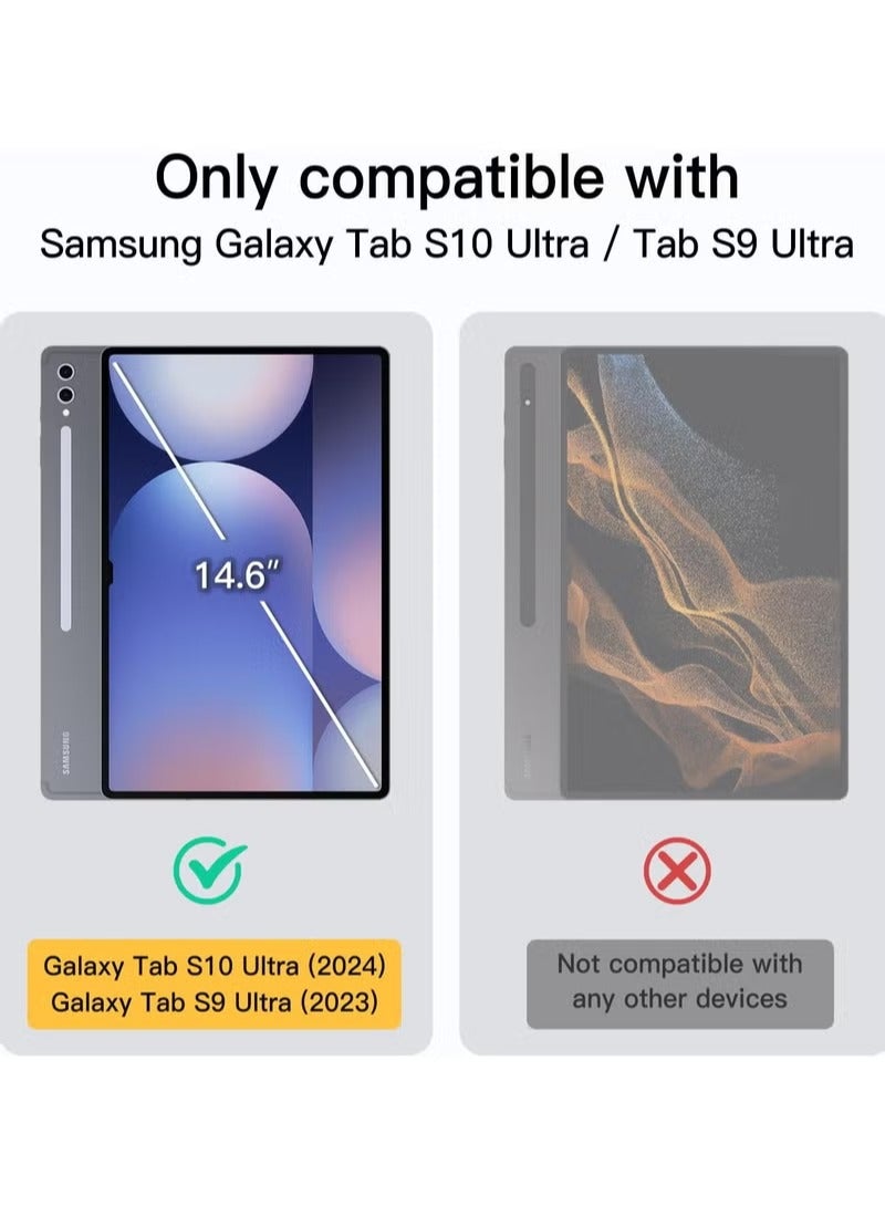 UMIXPRO Samsung Galaxy Tab S10 Ultra 14.6 Inch with S Pen Holder Soft TPU Tri Fold Stand Protective Tablet Cover Support S Pen Charging Auto Wake/Sleep Blue - Image 2