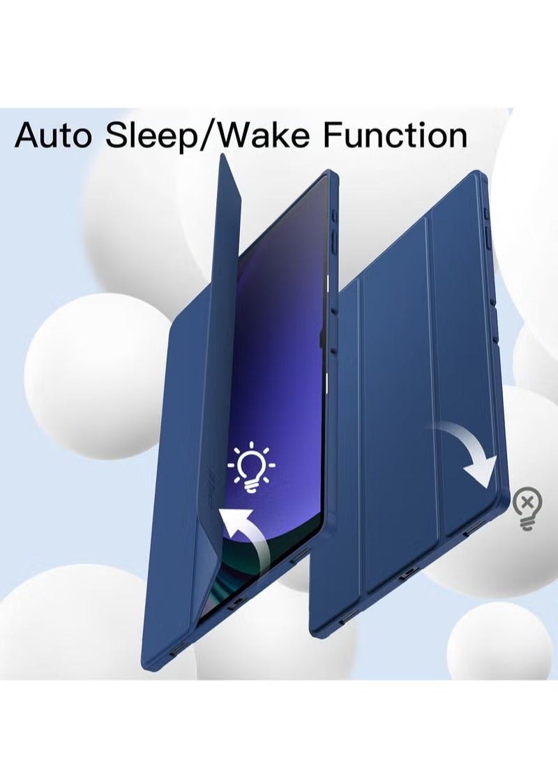 UMIXPRO Samsung Galaxy Tab S10 Ultra 14.6 Inch with S Pen Holder Soft TPU Tri Fold Stand Protective Tablet Cover Support S Pen Charging Auto Wake/Sleep Blue - Image 5
