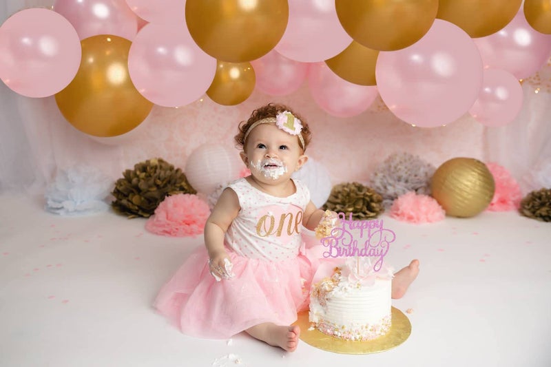 AHAORAY Happy Birthday Cake Topper - Pink Glitter Happy Birthday Cake Bunting Decor - Birthday Party Cake Decoration Supplies  for Photo Booth Props - Image 4