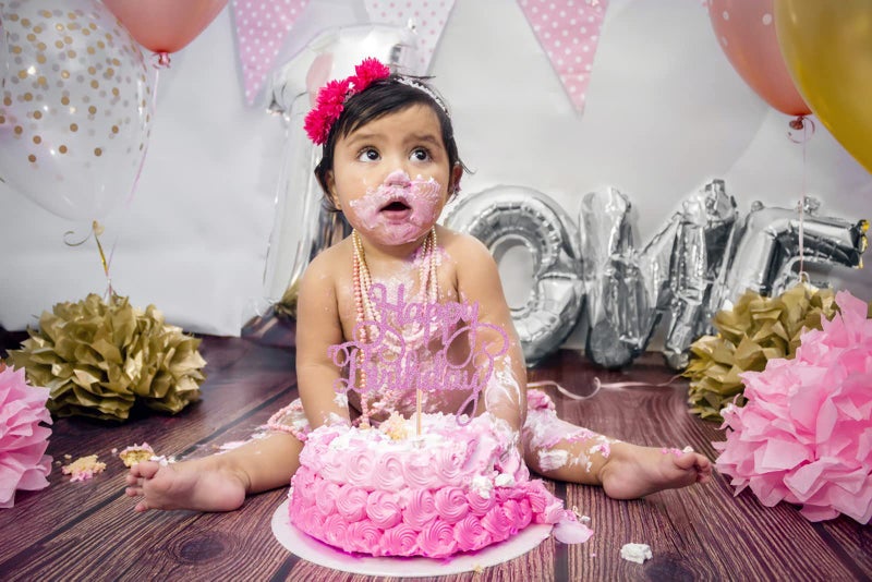 AHAORAY Happy Birthday Cake Topper - Pink Glitter Happy Birthday Cake Bunting Decor - Birthday Party Cake Decoration Supplies  for Photo Booth Props - Image 5