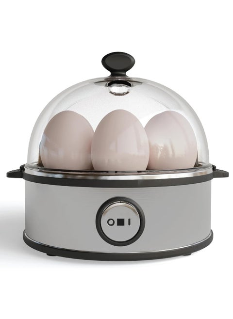 Rapid Egg Cooker – 7 Egg Capacity Electric Egg Boiler for Hard, Medium, Soft Boiled Eggs, Poached, Scrambled, or Omelettes – Auto Shut-Off, BPA-Free, Easy One-Touch Operation – Silver