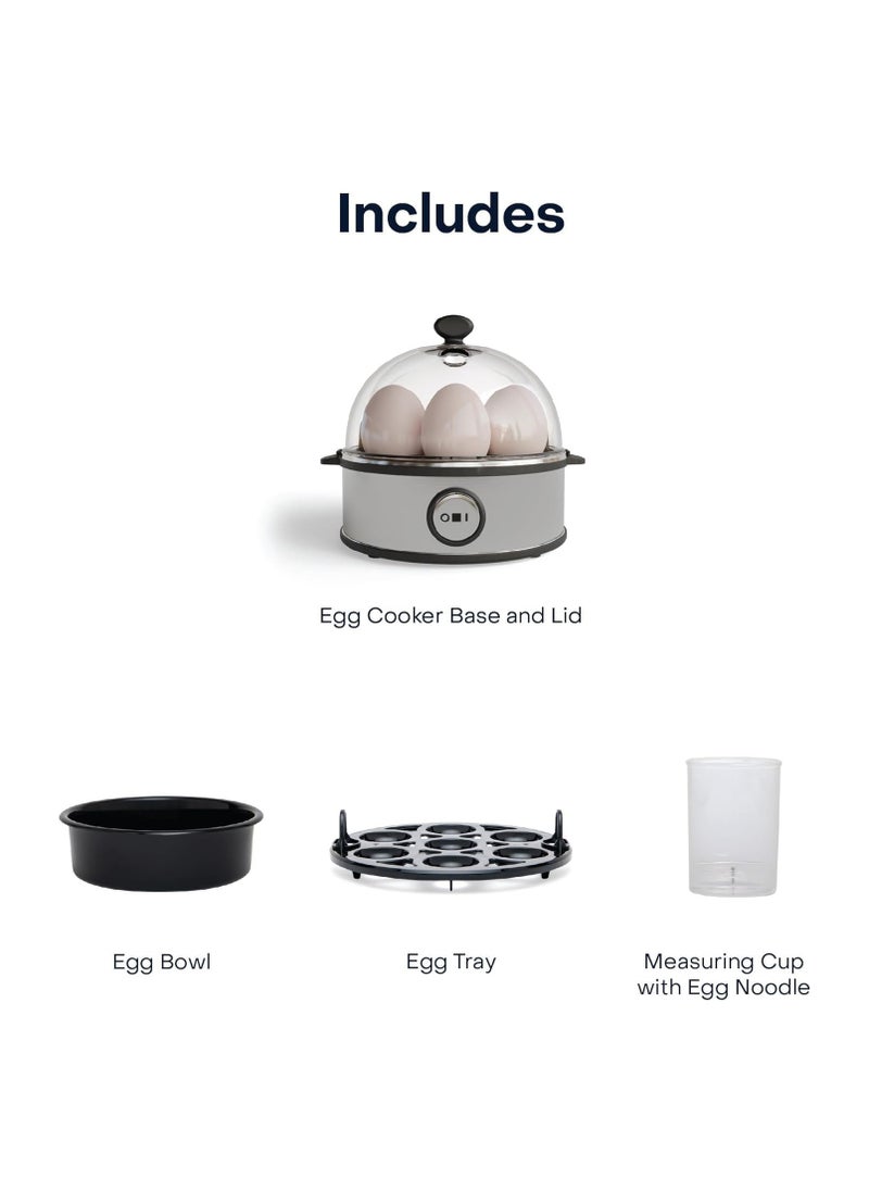 Rapid Egg Cooker – 7 Egg Capacity Electric Egg Boiler for Hard, Medium, Soft Boiled Eggs, Poached, Scrambled, or Omelettes – Auto Shut-Off, BPA-Free, Easy One-Touch Operation – Silver