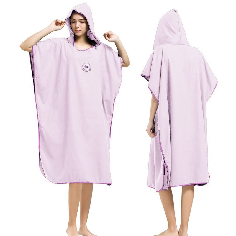 Hiturbo Microfiber Surf Poncho, Wetsuit Changing Bath Robe, Quick Dry Pool Swim Beach Towel with Hood (Pink) - Image 1