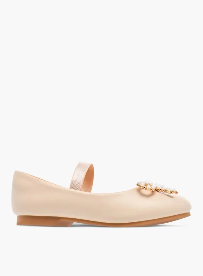 جونيورز حذاء باليرينا بناتي سهل الارتداء بفيونكة وشريط مطاطي