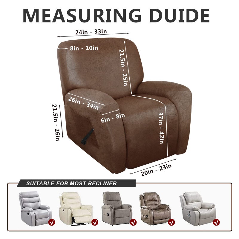 molasofa Leather Like Recliner Chair Covers - Large Lazy Boy Recliner Chair Covers for Reclining Chair 4 Pieces Washable Recliner Slip Covers That Stay in Place (Brown) - Image 2