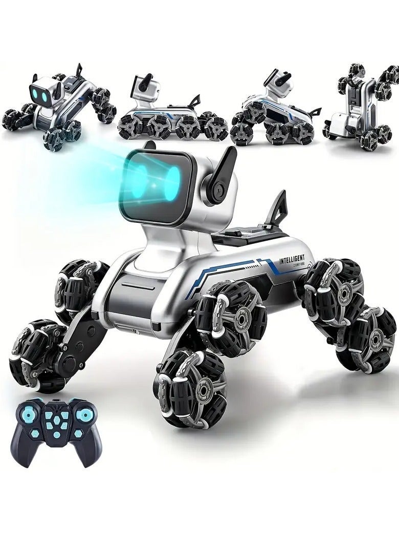 Remote-controlled robot, 2.4GHz robot dog, eight-wheel drive stunt robot, with music and lights, sensor control, 2 rechargeable batteries, a birthday gift for boys and children. - Image 2