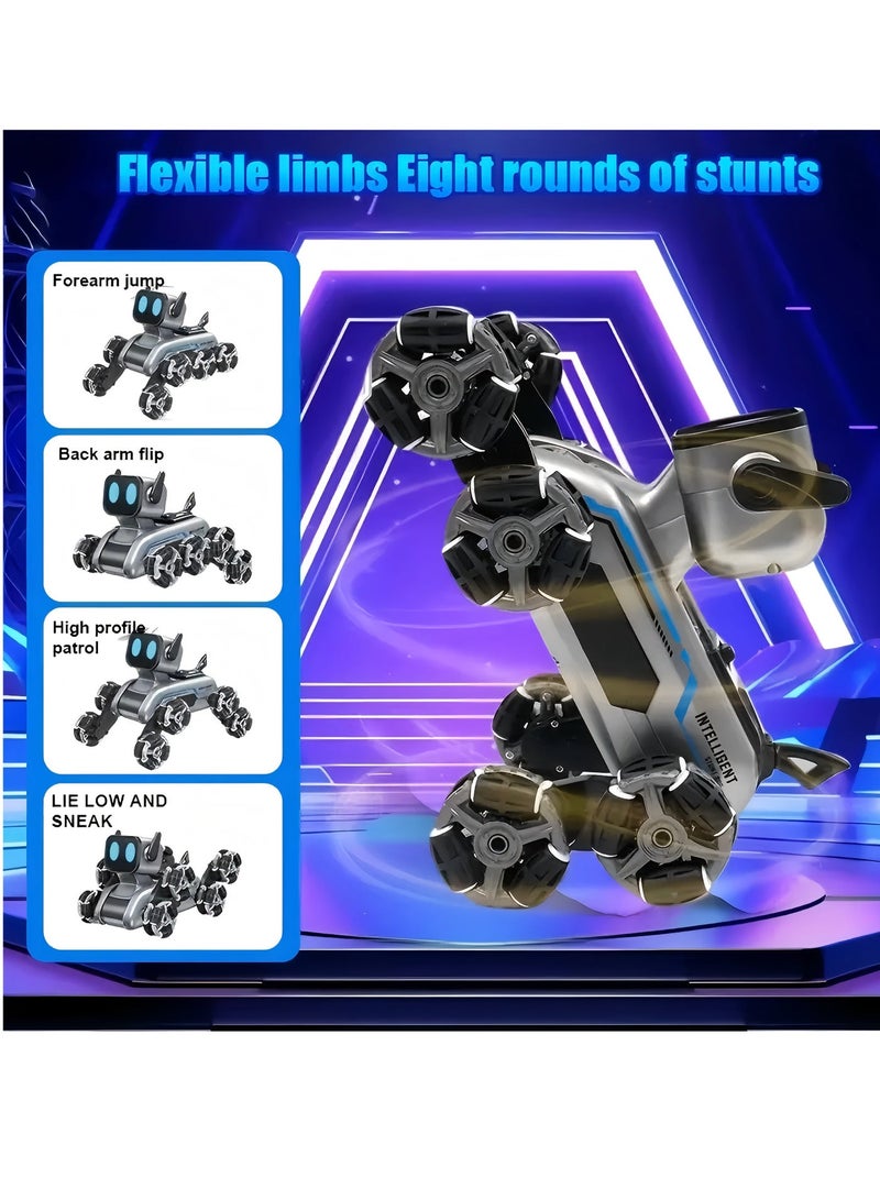 Remote-controlled robot, 2.4GHz robot dog, eight-wheel drive stunt robot, with music and lights, sensor control, 2 rechargeable batteries, a birthday gift for boys and children. - Image 3