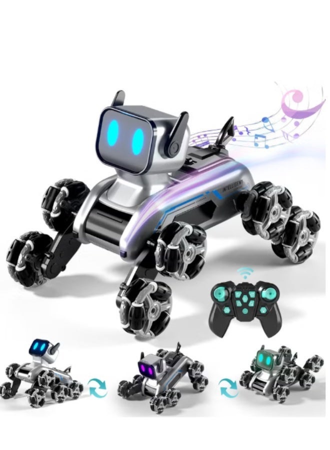 Remote-controlled robot, 2.4GHz robot dog, eight-wheel drive stunt robot, with music and lights, sensor control, 2 rechargeable batteries, a birthday gift for boys and children. - Image 1
