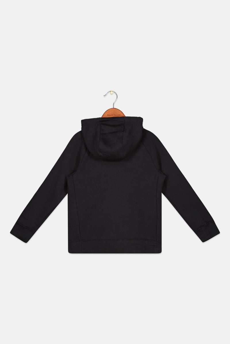 Nike Kids Girl Long Sleeve Brand Logo Full Zip Outdoor Sweatshirt, Black  - Image 2