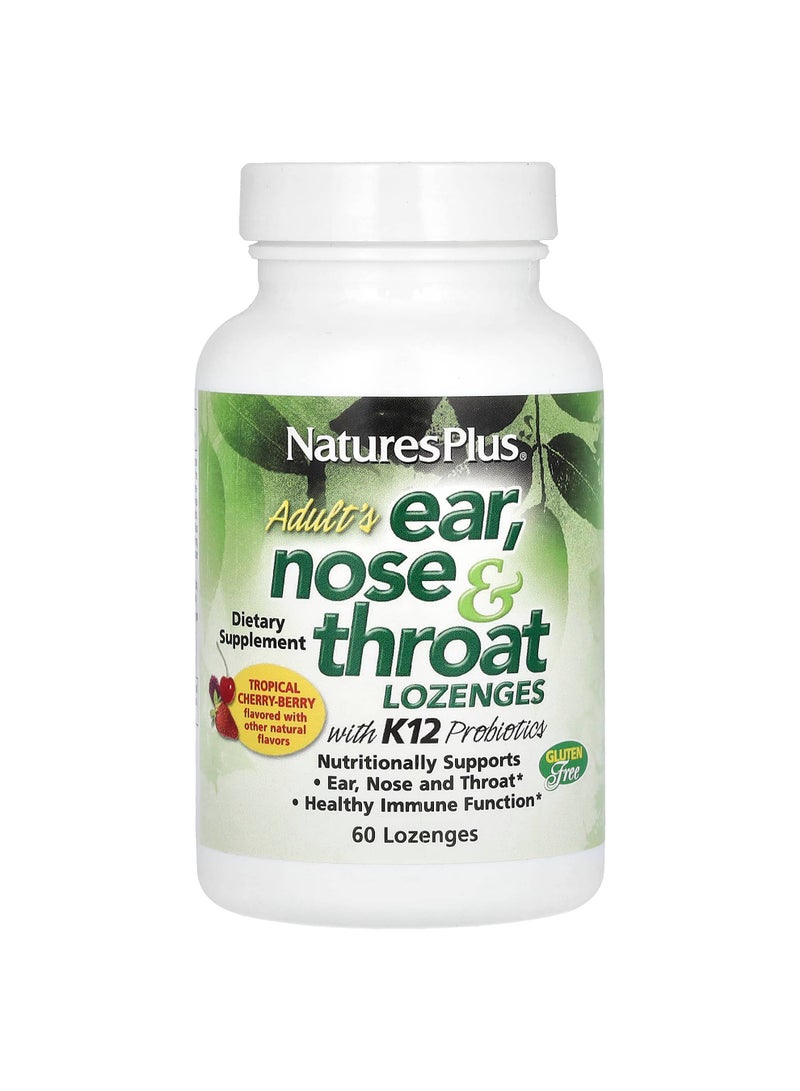 Adult's Ear, Nose & Throat Lozenges with K12 Probiotics, Natural Tropical Cherry-Berry, 60 Lozenges