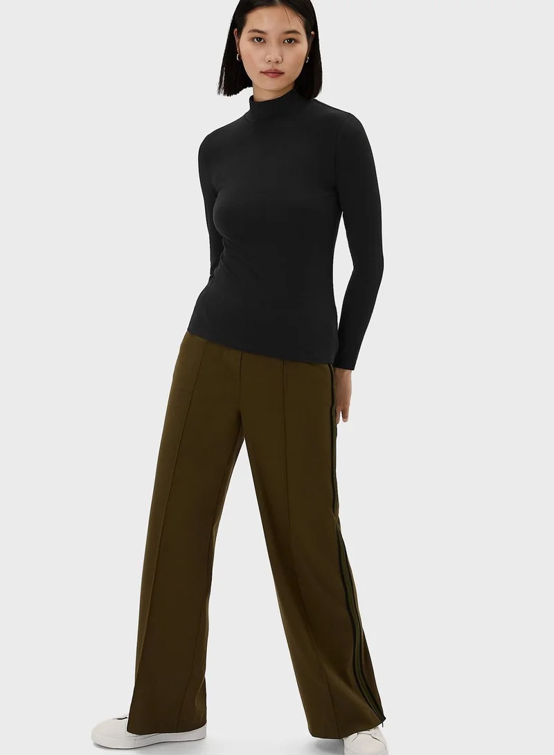 Marks & Spencer Cotton Rich Funnel Neck Long Sleeve Top