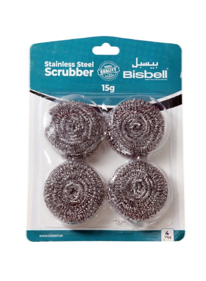 Bisbell Stainless Steel Spirals – 4 Pieces | Heavy-Duty Steel Wool Scrubbers for Kitchen, Pots, Pans, Utensils – Rust-Resistant, Durable Cleaning Pads – Silver - Image 1