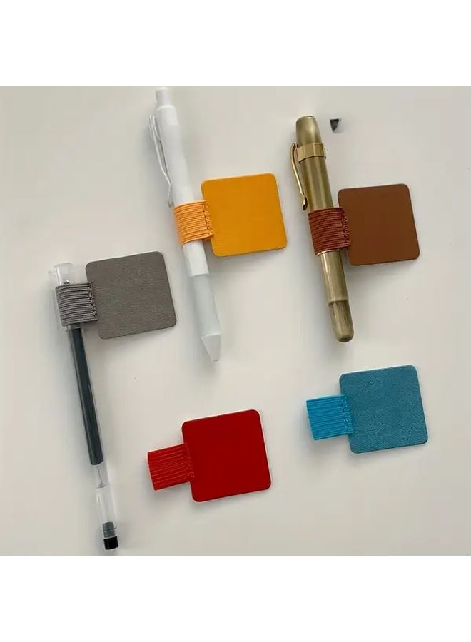 Coffee Brown Self Adhesive Elastic Pen Holder for Books Touch Screens Office - Image 1