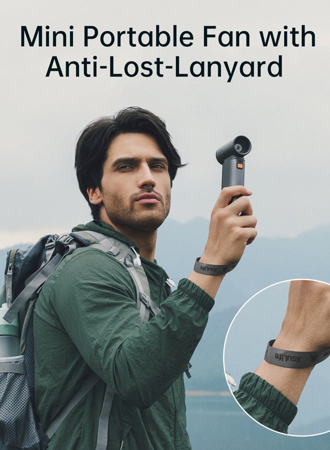 JIsulife Portable Handheld Turbo Fan, 100 Speeds Adjustable Mini Personal Fan, 9000mAh USB Rechargeable Fan Battery Operated, LED Display, Metal Shell with Accessories Gifts for Men Women Travel- Grey - Image 5