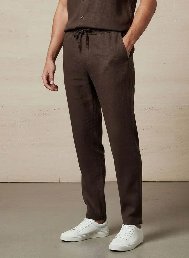 Splash FAV Men Straight Fit Linen Blend Trousers