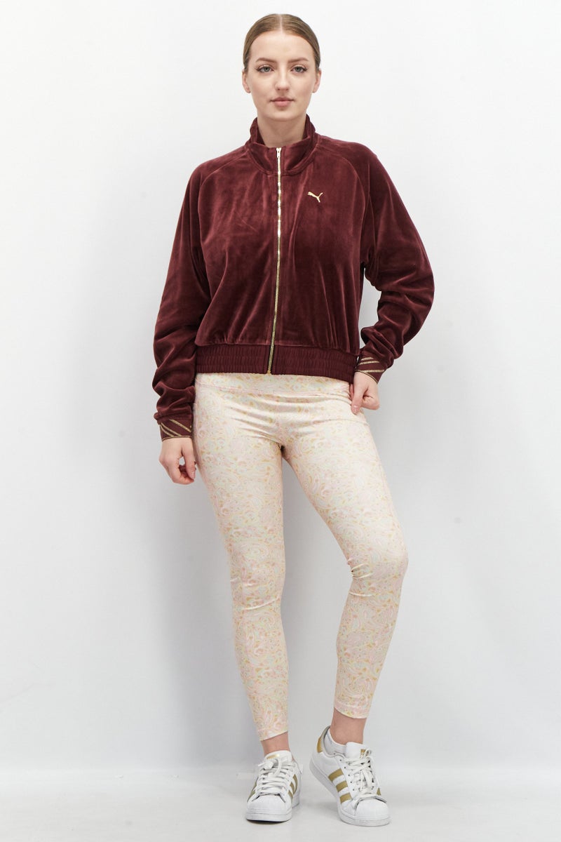 PUMA Women Brand Logo Sports Jacket, Maroon  - Image 3