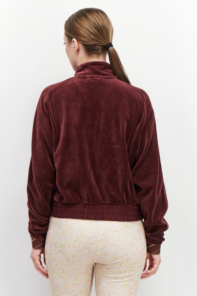 PUMA Women Brand Logo Sports Jacket, Maroon - Image 4