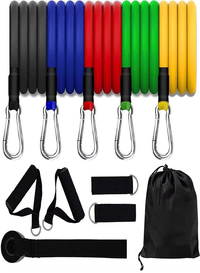 ERHETUS Portable 11-Piece Resistance Bands for Men & Women | Rubber Exercise Fitness Band for Home Workout | Training Gym Kit with Toning Tubes, Door Anchor, Handles, Ankle Straps & Carry Bag - Image 1