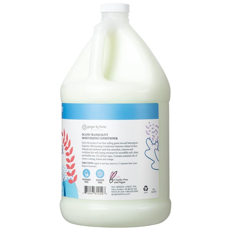 Ginger Lily Farms Botanicals Moisturizing Conditioner for Dry Hair, Island Tranquility, 100% Vegan & Cruelty-Free, Green Tea Lemongrass Scent, 1 Gallon (128 fl oz) Refill - Image 2