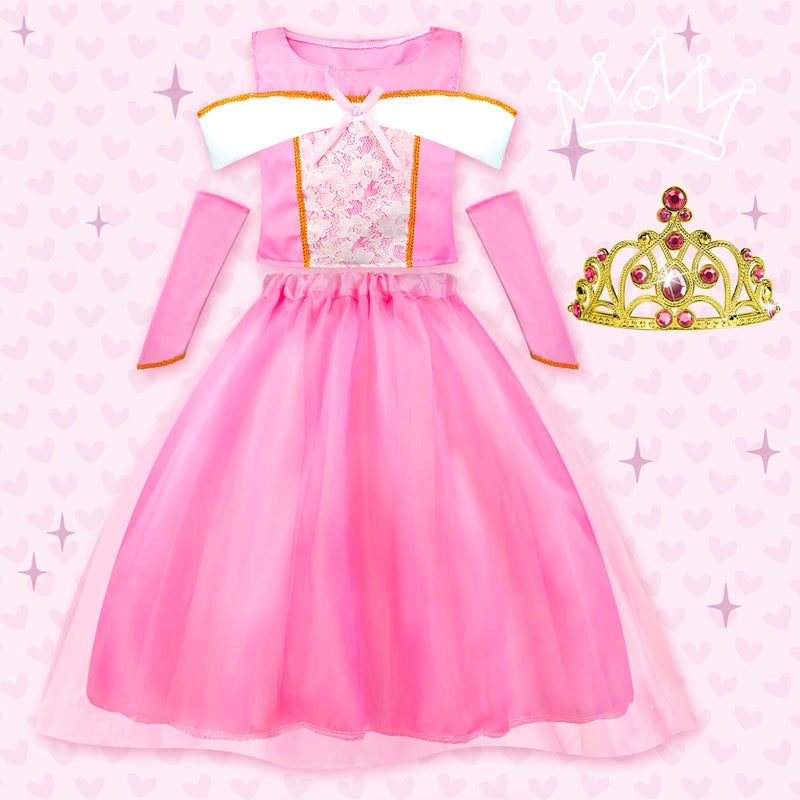 Meland Princess Dress Up - Princess Dresses for Girls with Princess Toys, Dress Up Clothes for Little Girls Pretend Play - Image 2