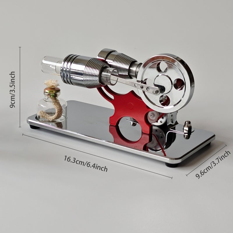 Mini Hot Air Stirling Engine: Red Aluminum CNC Machined Model - LED Colorful String Lights With 3 Effects Ready-To-Run Kit For Science Education, Students, Home Display - Image 2