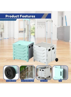 Home Smart Home Smart Folding Shopping Trolley with Wheels For Grocery Storage Office Picnic Beach Lightweight And Durable VIP Edition (Green)  - Image 4